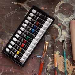 12色12ml丙烯颜料铝管绘画涂鸦DIY美术颜料文具套装学生