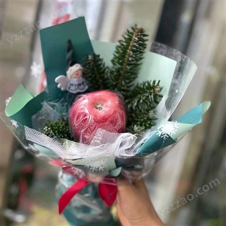 圣誕水果花束 送女朋友蘋果禮盒 同城速遞  配花配葉可選