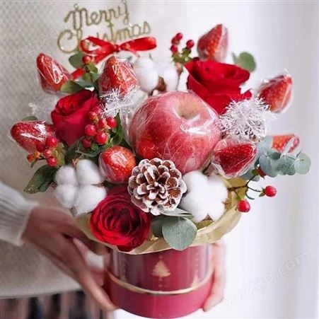 圣诞节礼物 送男女朋友花束 水果鲜花礼盒 浪漫冬日 成品出售